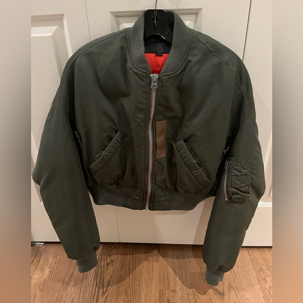 R13 Bomber Jacket, Xsmall Olive Green Bomber Jacket - Picture 5 of 13